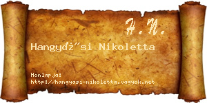 Hangyási Nikoletta névjegykártya